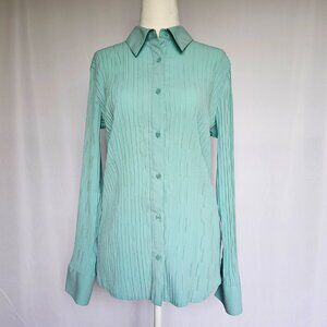 EAST 5TH Crinkle Top, Women's Long Sleeve Button Down Blouse. Size Large.